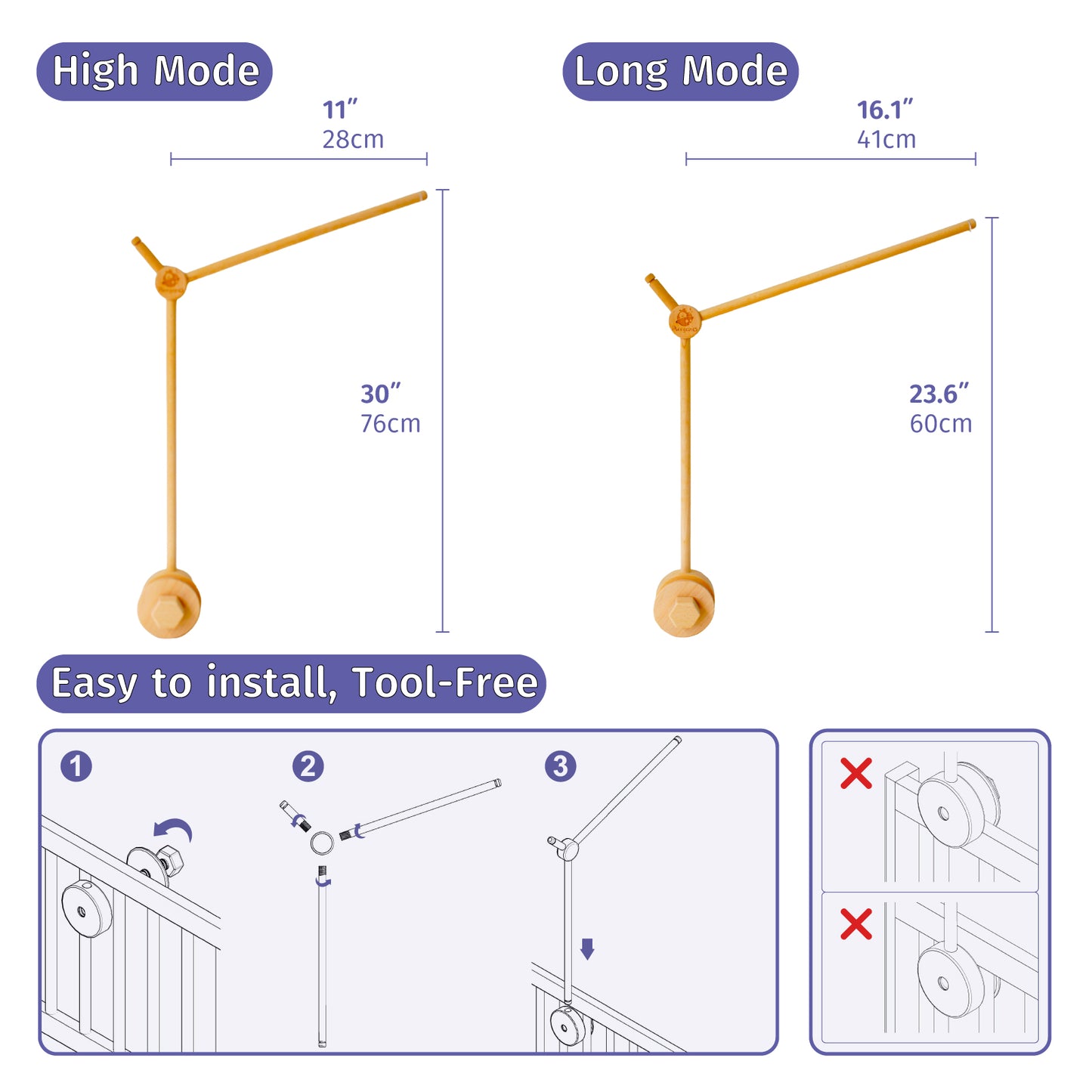 Baby Crib Mobile Arm