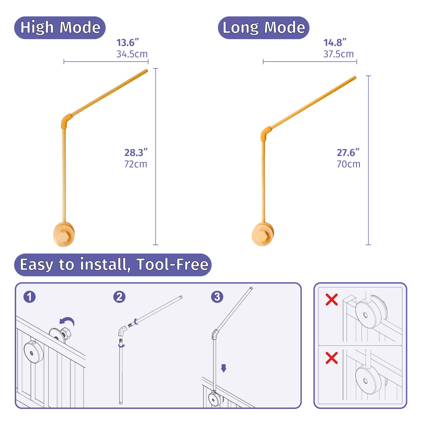 Baby Crib Mobile Arm
